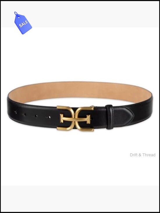 Genuine Leather Belt with Double-E Buckle for Jeans & Trousers